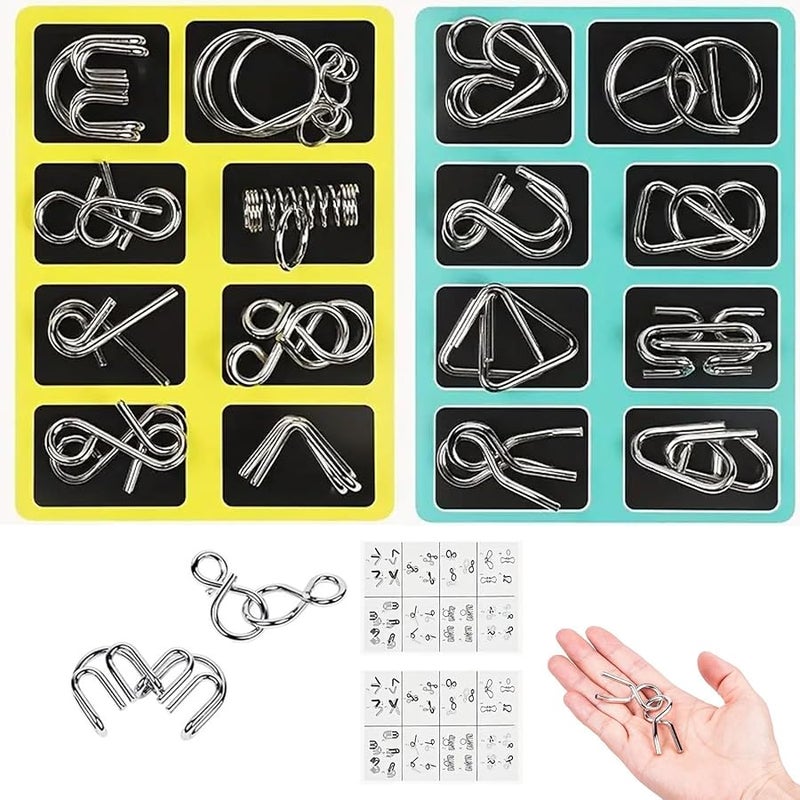 مجموعة ألغاز مونتيسوري المعدنية 2 قطعة أ ب التفكير العكسي ألعاب فك تشابك الأسلاك للبالغين والأطفال - Image 1